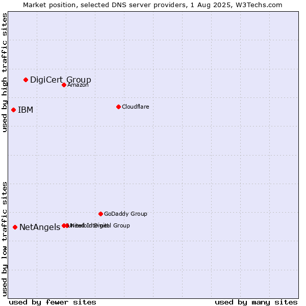 Market position of DigiCert Group vs. NetAngels vs. IBM