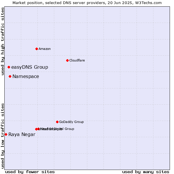 Market position of Namespace vs. easyDNS Group vs. Raya Negar