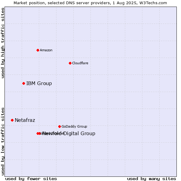 Market position of Newfold Digital Group vs. IBM Group vs. Netafraz