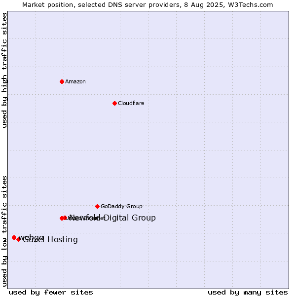 Market position of Newfold Digital Group vs. Güzel Hosting vs. webgo