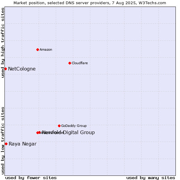 Market position of Newfold Digital Group vs. Raya Negar vs. NetCologne