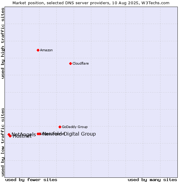 Market position of Newfold Digital Group vs. Hostnet vs. NetAngels