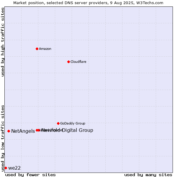 Market position of Newfold Digital Group vs. NetAngels vs. we22