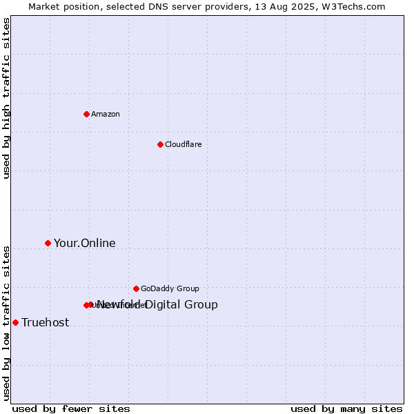 Market position of Newfold Digital Group vs. Your.Online vs. Truehost