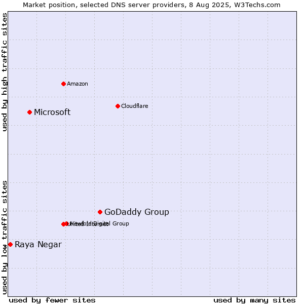 Market position of GoDaddy Group vs. Microsoft vs. Raya Negar