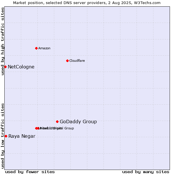 Market position of GoDaddy Group vs. Raya Negar vs. NetCologne