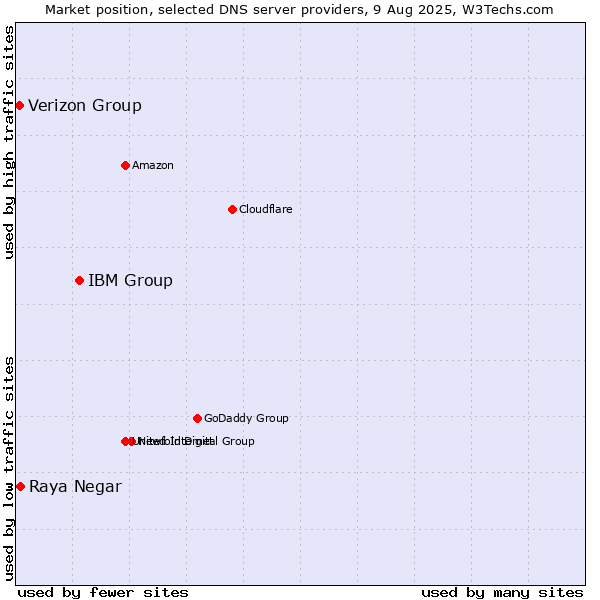 Market position of IBM Group vs. Raya Negar vs. Verizon Group