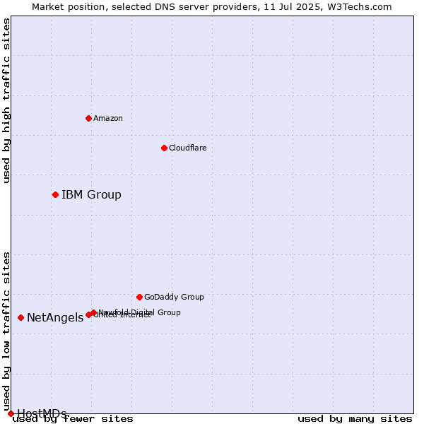 Market position of IBM Group vs. NetAngels vs. HostMDs