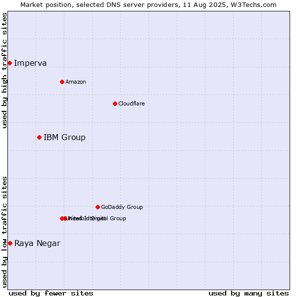 Market position of IBM Group vs. Raya Negar vs. Imperva