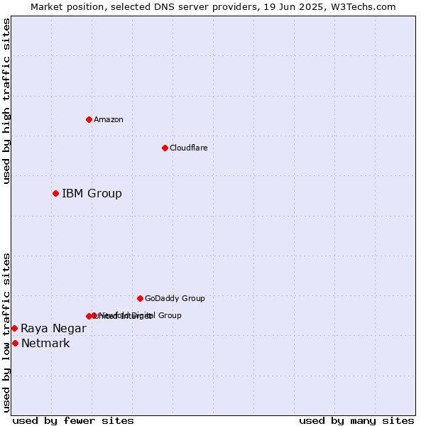 Market position of IBM Group vs. Netmark vs. Raya Negar