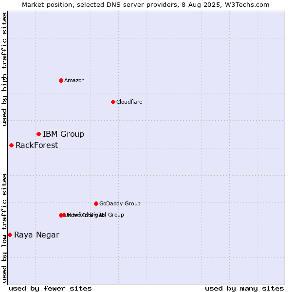 Market position of IBM Group vs. RackForest vs. Raya Negar