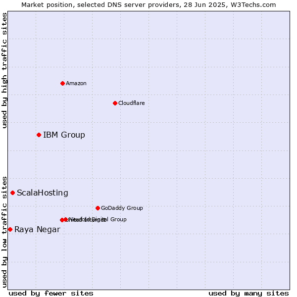 Market position of IBM Group vs. ScalaHosting vs. Raya Negar