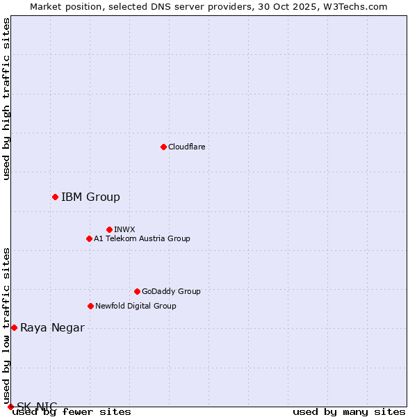 Market position of IBM Group vs. Raya Negar vs. SK-NIC