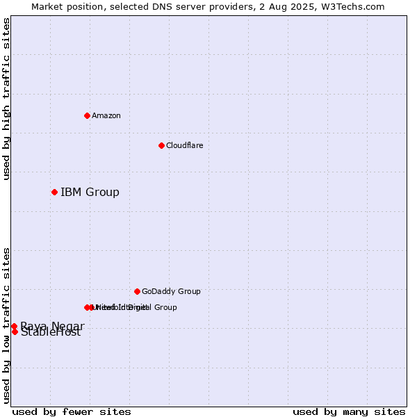 Market position of IBM Group vs. StableHost vs. Raya Negar