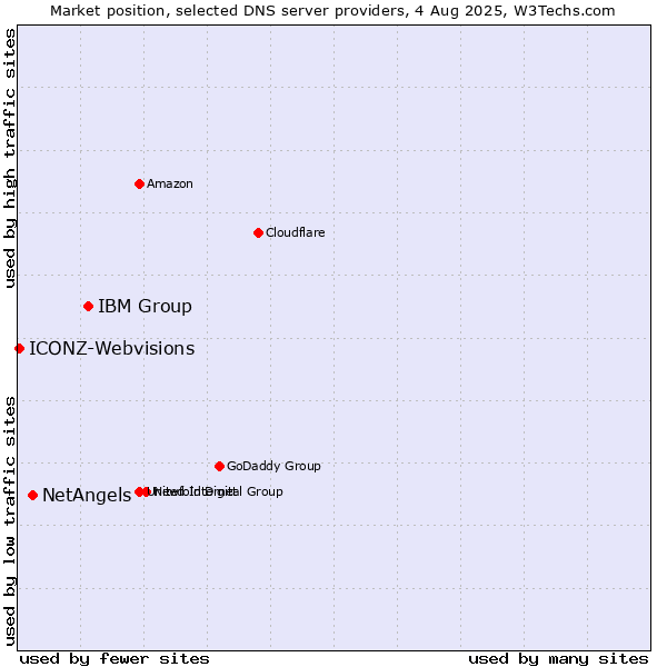Market position of IBM Group vs. NetAngels vs. ICONZ-Webvisions