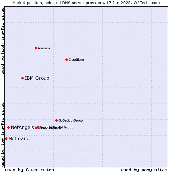 Market position of IBM Group vs. NetAngels vs. Netmark
