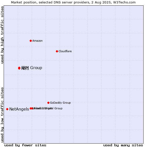 Market position of IBM Group vs. NS1 vs. NetAngels