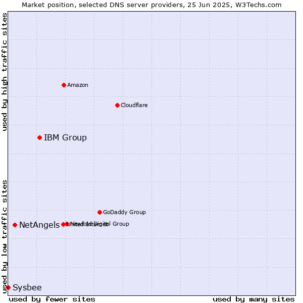 Market position of IBM Group vs. NetAngels vs. Sysbee
