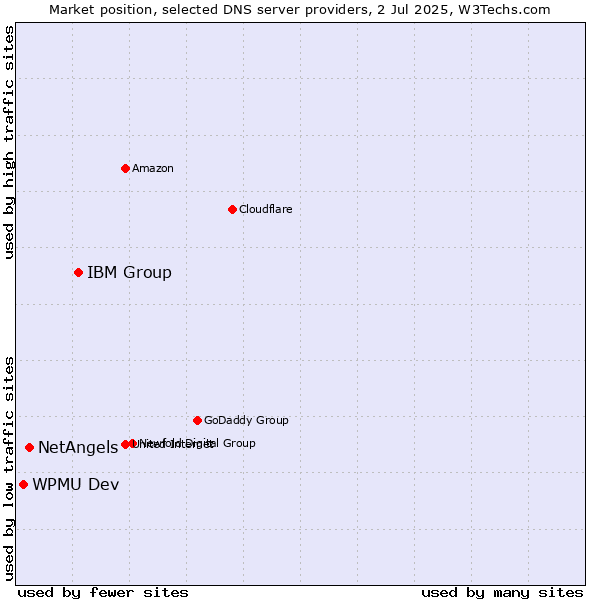 Market position of IBM Group vs. NetAngels vs. WPMU Dev