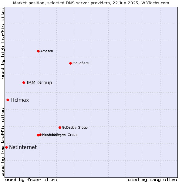 Market position of IBM Group vs. Ticimax vs. Netinternet