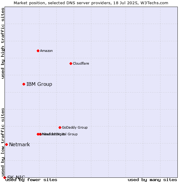 Market position of IBM Group vs. Netmark vs. SK-NIC