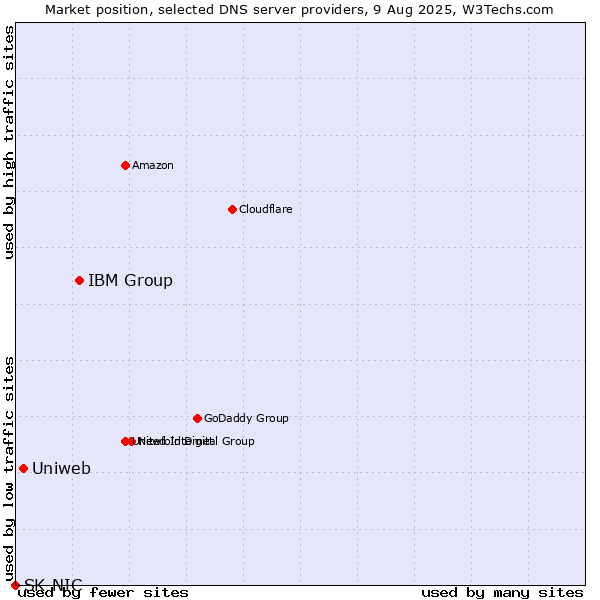Market position of IBM Group vs. Uniweb vs. SK-NIC