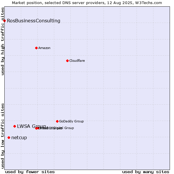 Market position of LWSA Group vs. netcup vs. RosBusinessConsulting