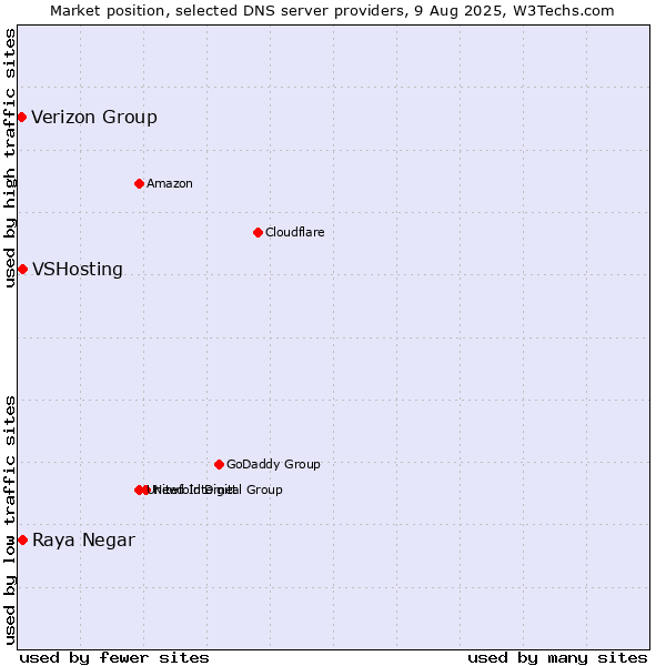 Market position of Raya Negar vs. VSHosting vs. Verizon Group