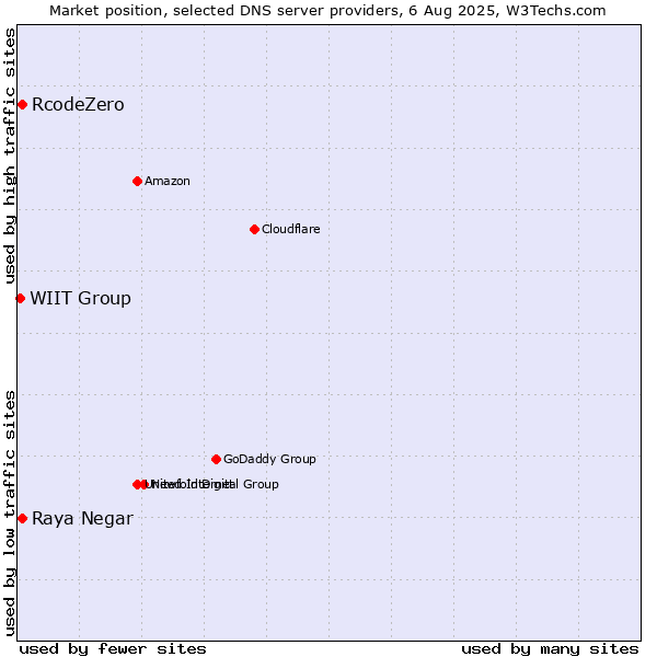 Market position of Raya Negar vs. RcodeZero vs. WIIT Group