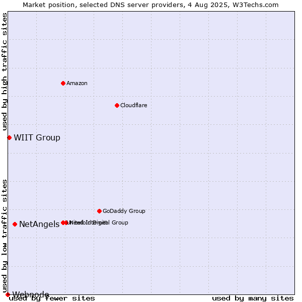 Market position of NetAngels vs. WIIT Group vs. Webnode