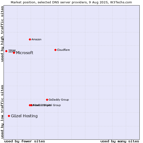 Market position of Microsoft vs. Güzel Hosting vs. IBM