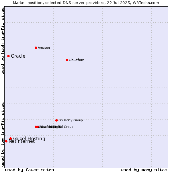 Market position of Güzel Hosting vs. Oracle vs. Netinternet