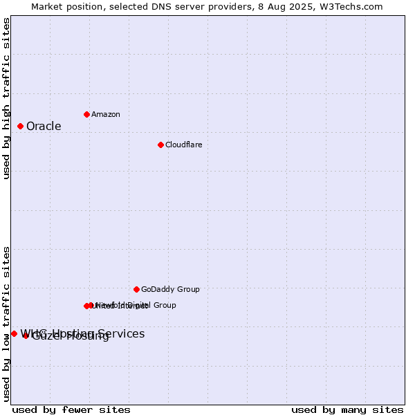 Market position of Güzel Hosting vs. Oracle vs. WHG Hosting Services