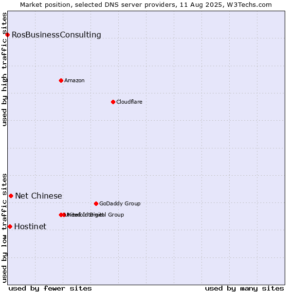 Market position of Net Chinese vs. Hostinet vs. RosBusinessConsulting