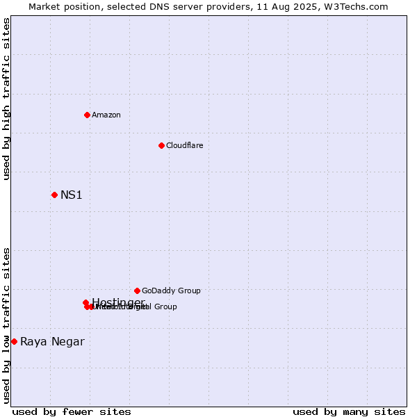 Market position of Hostinger vs. NS1 vs. Raya Negar