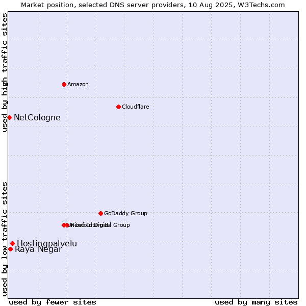 Market position of Hostingpalvelu vs. Raya Negar vs. NetCologne