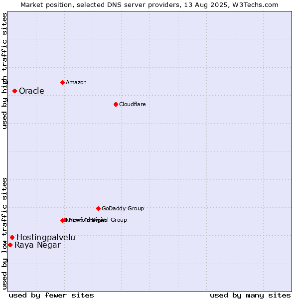 Market position of Oracle vs. Hostingpalvelu vs. Raya Negar
