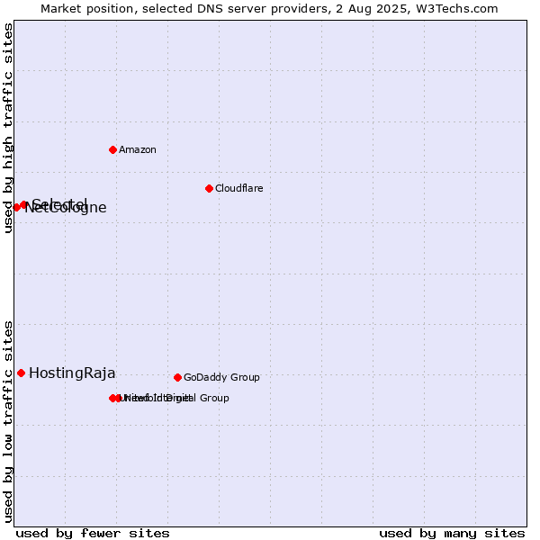 Market position of Selectel vs. HostingRaja vs. NetCologne