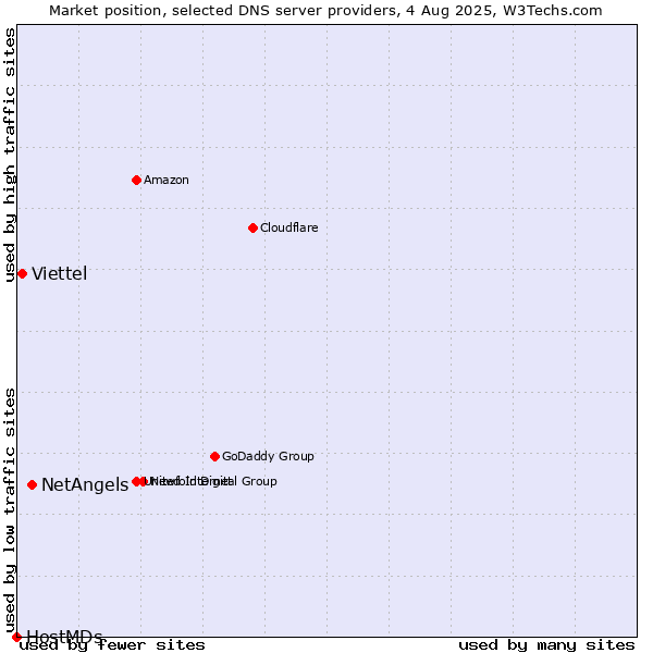 Market position of NetAngels vs. Viettel vs. HostMDs
