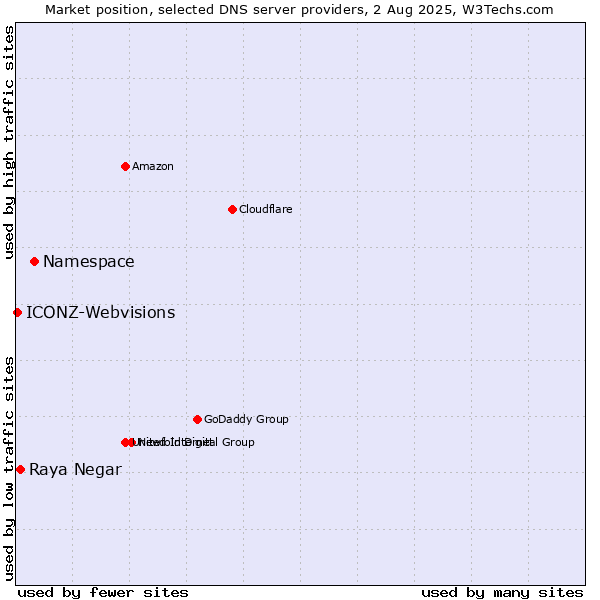 Market position of Namespace vs. Raya Negar vs. ICONZ-Webvisions