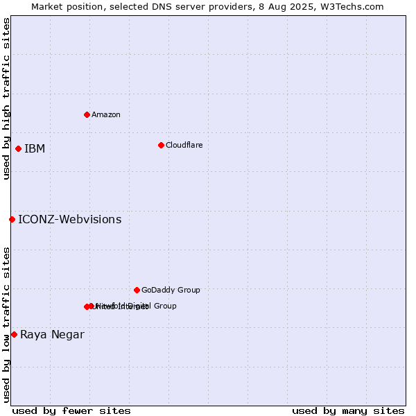 Market position of IBM vs. Raya Negar vs. ICONZ-Webvisions