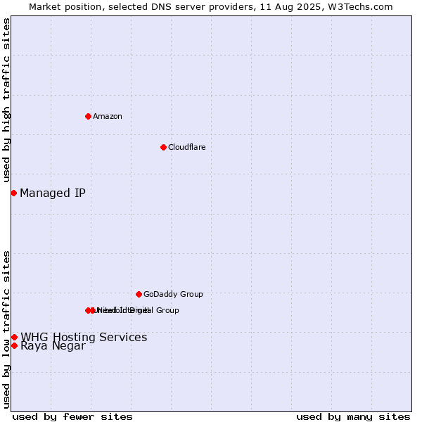 Market position of Raya Negar vs. WHG Hosting Services vs. Managed IP