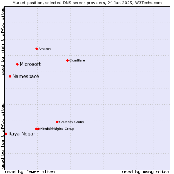 Market position of Microsoft vs. Namespace vs. Raya Negar