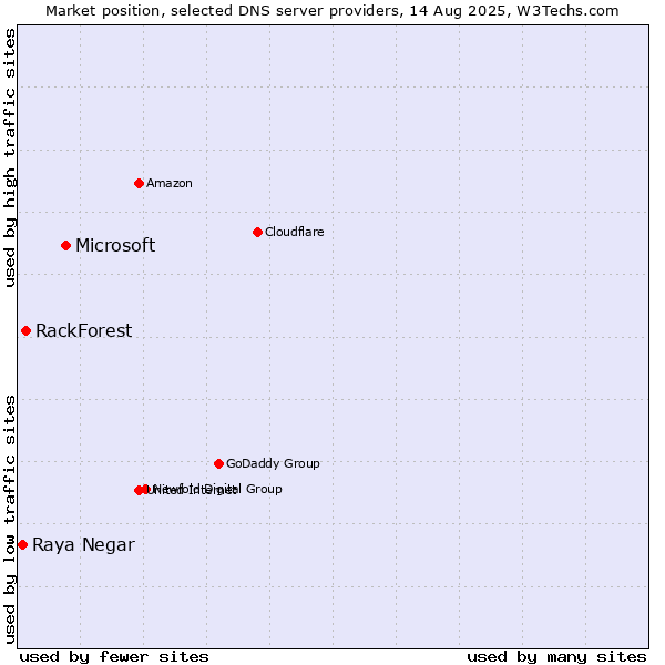 Market position of Microsoft vs. RackForest vs. Raya Negar