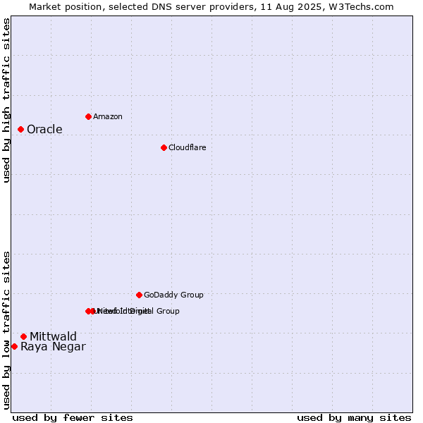 Market position of Mittwald vs. Oracle vs. Raya Negar