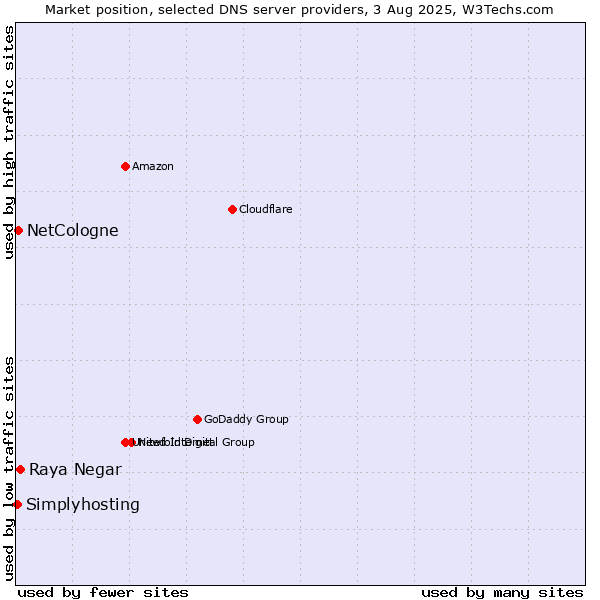 Market position of Raya Negar vs. NetCologne vs. Simplyhosting