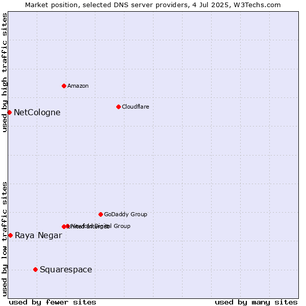 Market position of Squarespace vs. Raya Negar vs. NetCologne