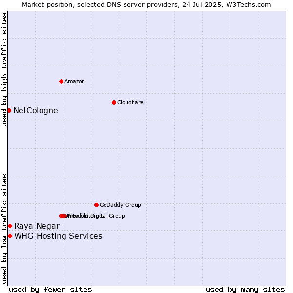 Market position of Raya Negar vs. WHG Hosting Services vs. NetCologne