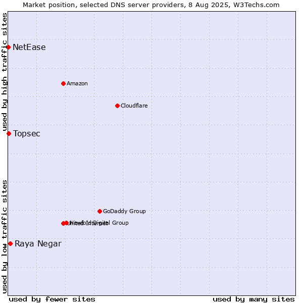 Market position of Raya Negar vs. Topsec vs. NetEase