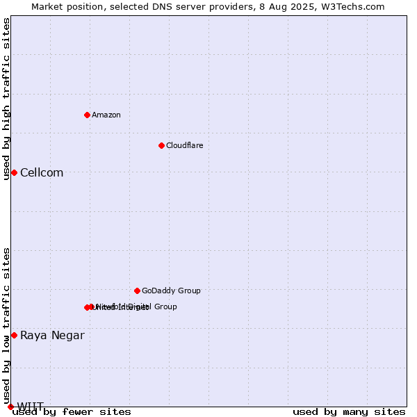 Market position of Raya Negar vs. Cellcom vs. WIIT